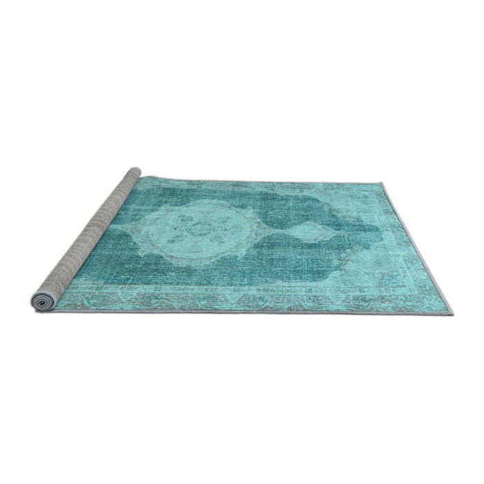 Sideview of Machine Washable Persian Light Blue Traditional Rug, wshtr3750lblu