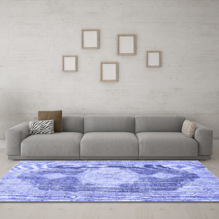 Machine Washable Persian Blue Traditional Rug in a Living Room, wshtr3750blu
