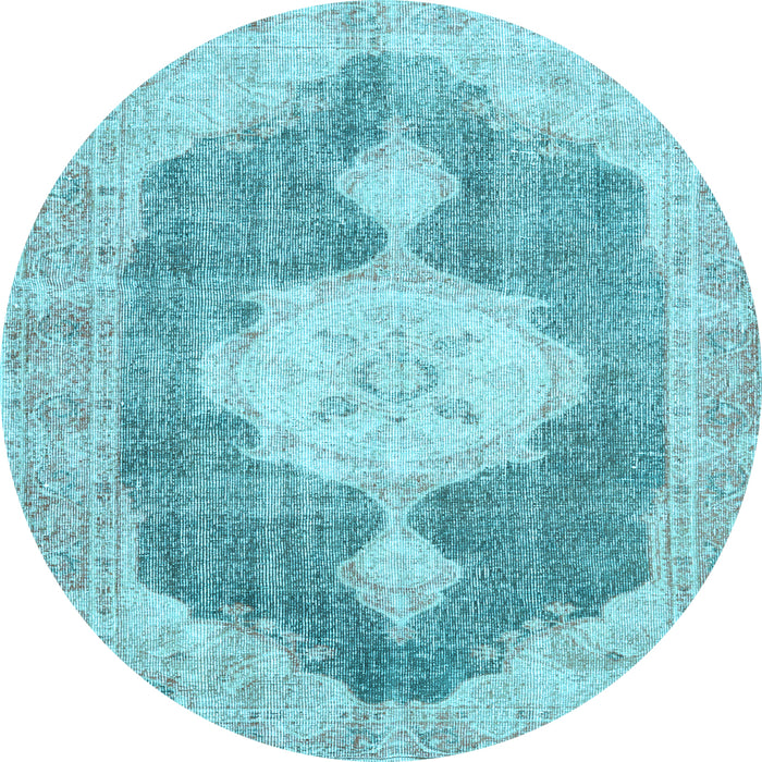 Round Machine Washable Persian Light Blue Traditional Rug, wshtr3750lblu