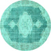 Round Persian Turquoise Traditional Rug, tr3750turq