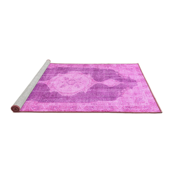 Sideview of Machine Washable Persian Pink Traditional Rug, wshtr3750pnk