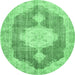 Round Persian Emerald Green Traditional Rug, tr3750emgrn