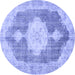 Round Persian Blue Traditional Rug, tr3750blu
