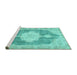 Sideview of Machine Washable Persian Turquoise Traditional Area Rugs, wshtr3750turq