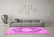 Machine Washable Persian Pink Traditional Rug in a Living Room, wshtr3750pnk