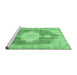 Sideview of Machine Washable Persian Emerald Green Traditional Area Rugs, wshtr3750emgrn