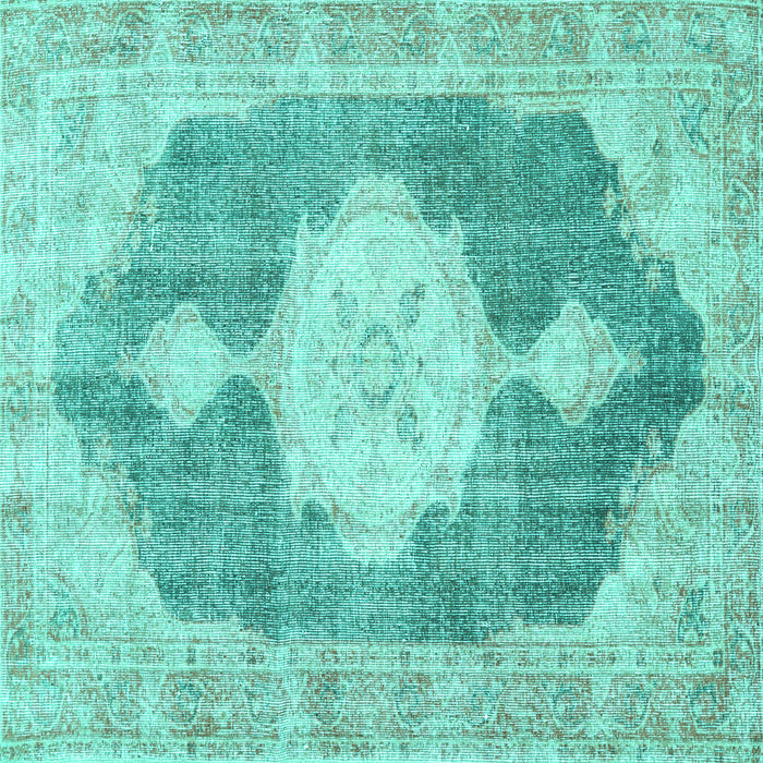 Square Persian Turquoise Traditional Rug, tr3750turq