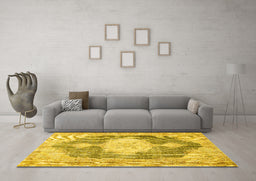 Machine Washable Persian Yellow Traditional Rug in a Living Room, wshtr3750yw
