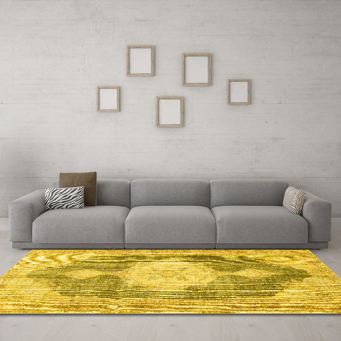 Machine Washable Persian Yellow Traditional Rug in a Living Room, wshtr3750yw