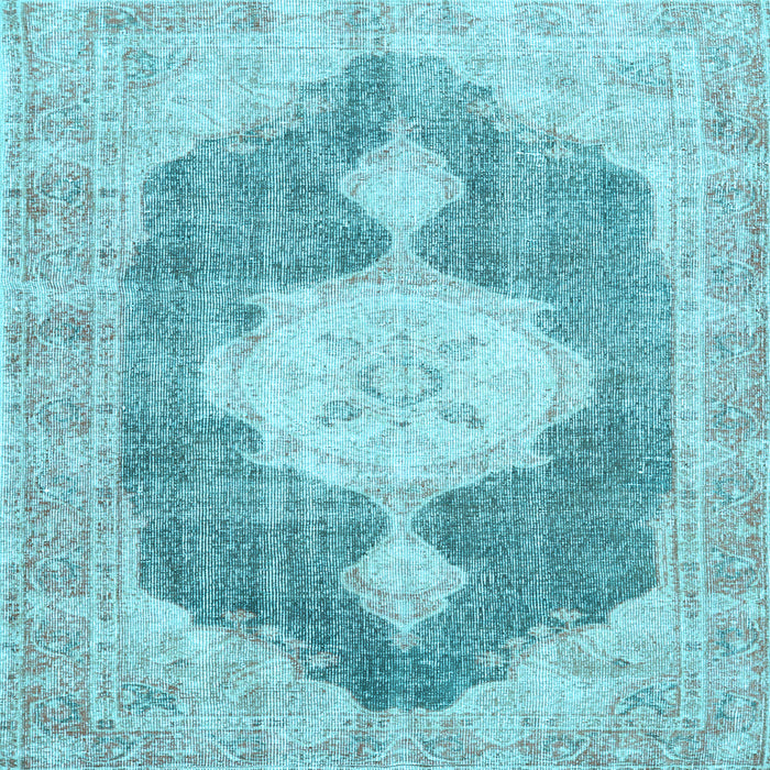 Square Machine Washable Persian Light Blue Traditional Rug, wshtr3750lblu