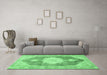 Machine Washable Persian Emerald Green Traditional Area Rugs in a Living Room,, wshtr3750emgrn