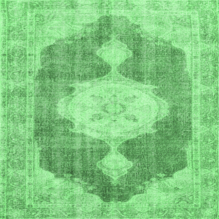 Square Persian Emerald Green Traditional Rug, tr3750emgrn