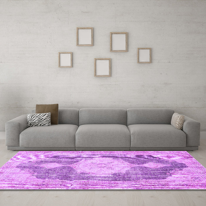 Machine Washable Persian Purple Traditional Area Rugs in a Living Room, wshtr3750pur