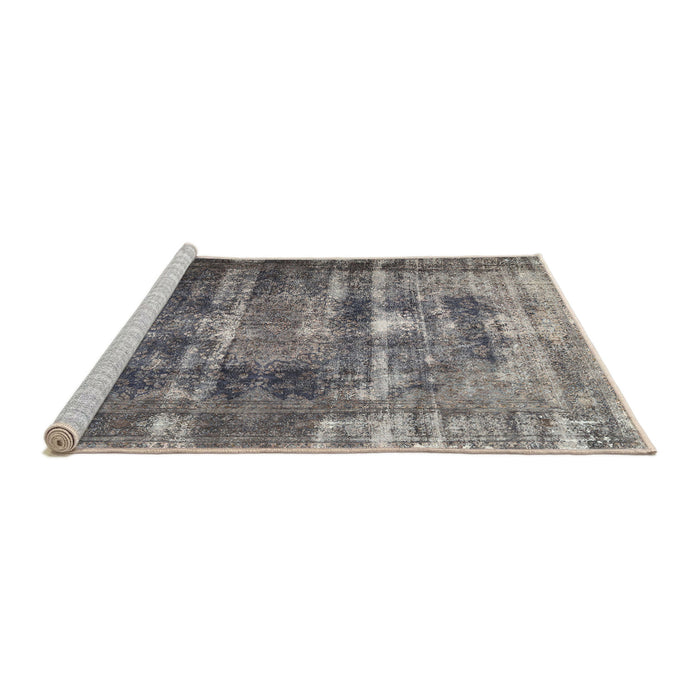 Sideview of Machine Washable Traditional Ash Gray Rug, wshtr3751