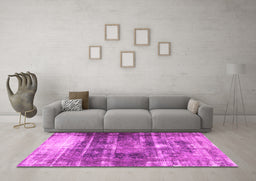 Machine Washable Persian Pink Traditional Rug in a Living Room, wshtr3751pnk