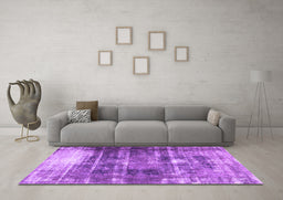 Machine Washable Persian Purple Traditional Area Rugs in a Living Room, wshtr3751pur
