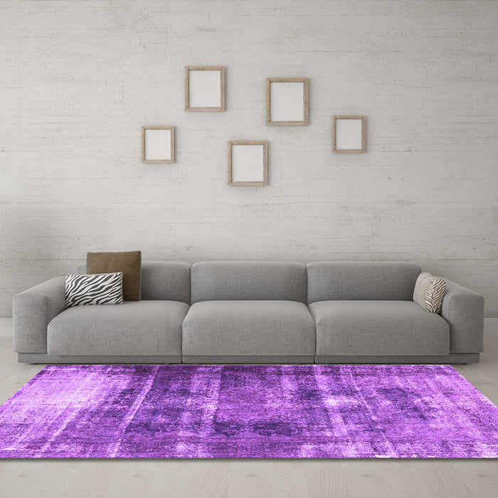Machine Washable Persian Purple Traditional Area Rugs in a Living Room, wshtr3751pur
