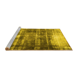 Sideview of Machine Washable Persian Yellow Traditional Rug, wshtr3751yw