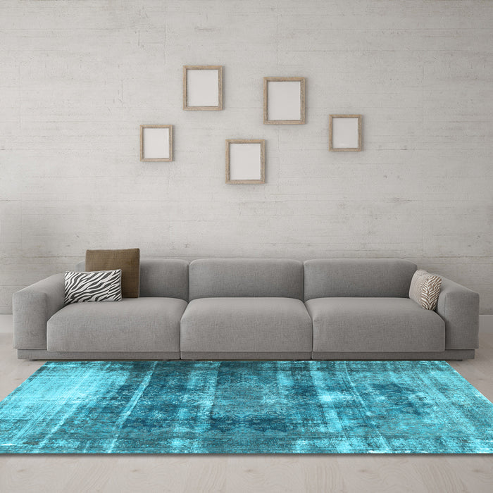 Machine Washable Persian Light Blue Traditional Rug in a Living Room, wshtr3751lblu