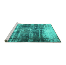 Sideview of Machine Washable Persian Turquoise Traditional Area Rugs, wshtr3751turq