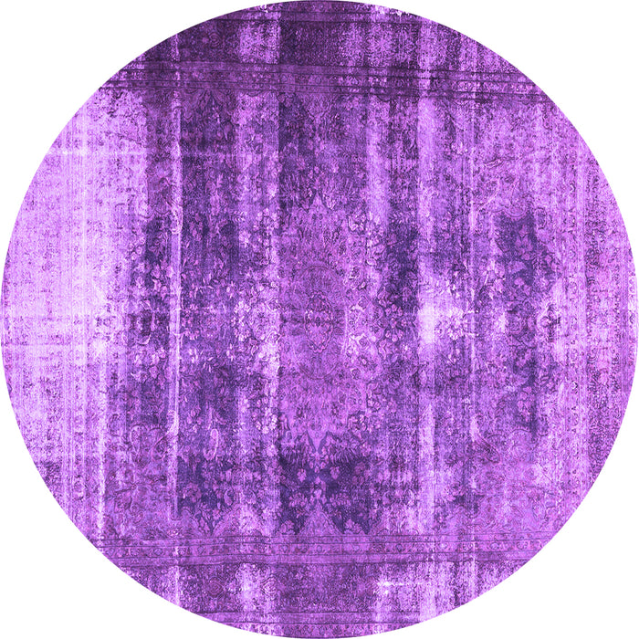 Round Machine Washable Persian Purple Traditional Area Rugs, wshtr3751pur