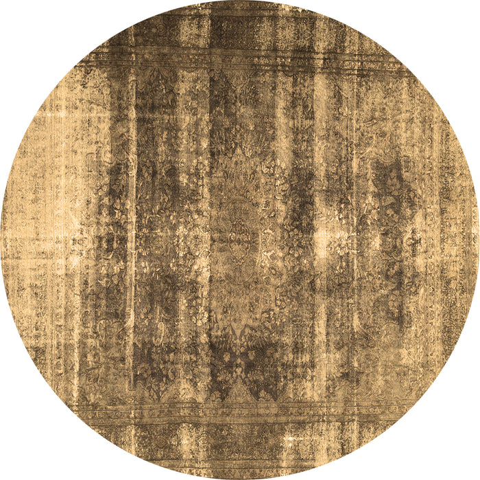 Round Machine Washable Persian Brown Traditional Rug, wshtr3751brn