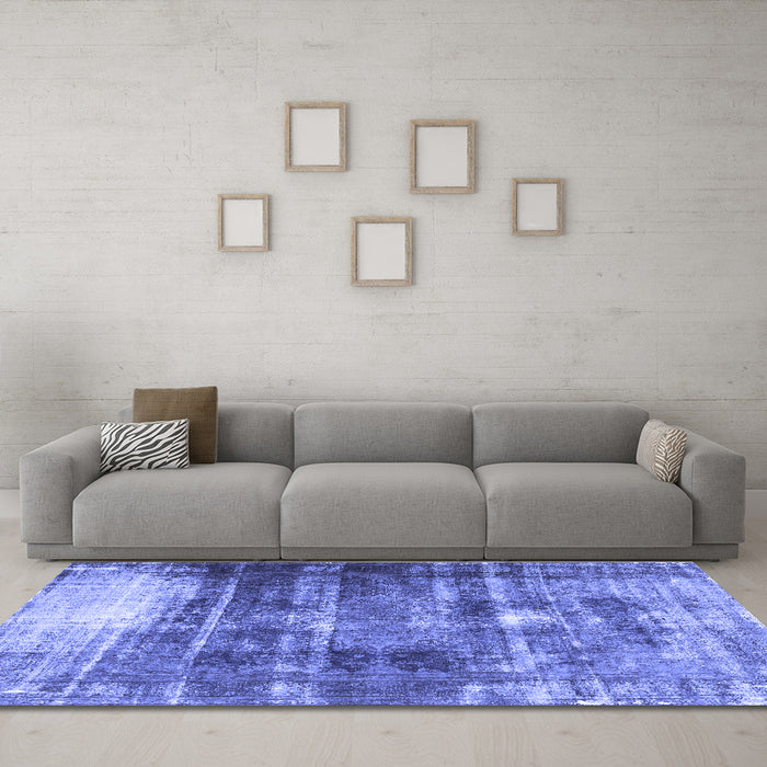 Machine Washable Persian Blue Traditional Rug in a Living Room, wshtr3751blu