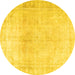 Round Persian Yellow Traditional Rug, tr3752yw