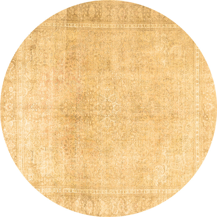 Round Persian Brown Traditional Rug, tr3752brn