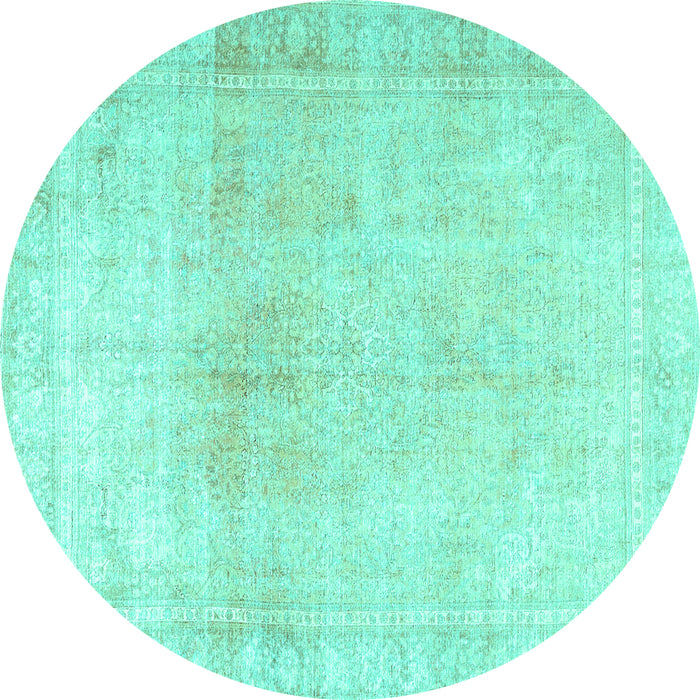 Round Persian Turquoise Traditional Rug, tr3752turq