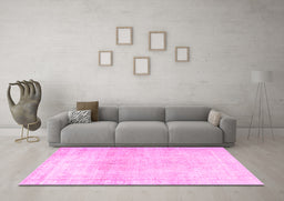 Machine Washable Persian Pink Traditional Rug in a Living Room, wshtr3752pnk