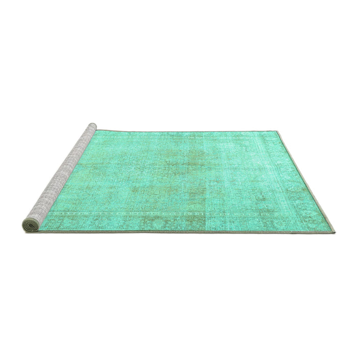 Sideview of Machine Washable Persian Turquoise Traditional Area Rugs, wshtr3752turq