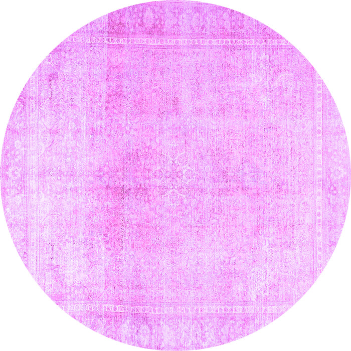 Round Machine Washable Persian Purple Traditional Area Rugs, wshtr3752pur