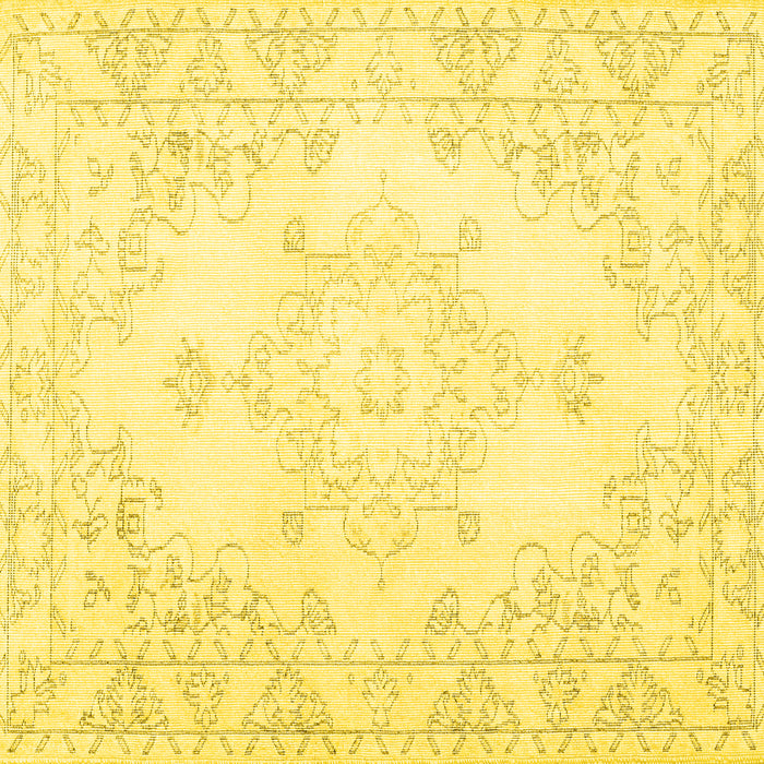 Square Persian Yellow Traditional Rug, tr3753yw