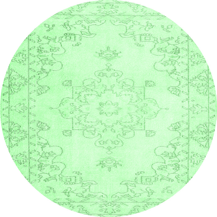 Round Persian Emerald Green Traditional Rug, tr3753emgrn