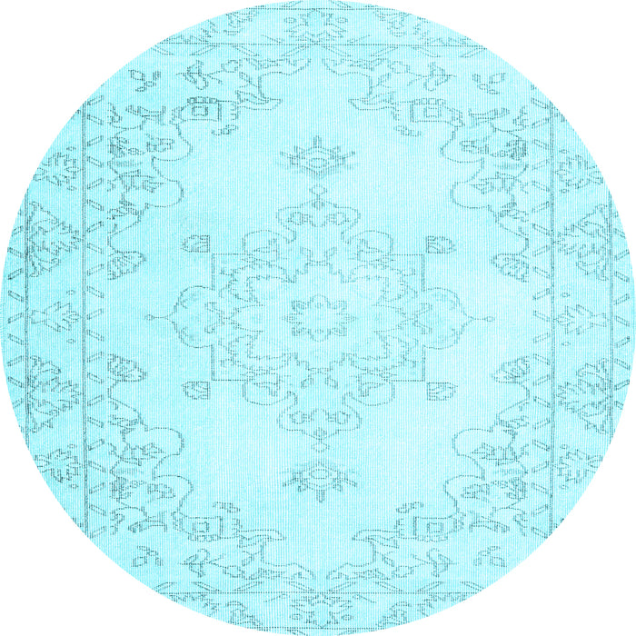 Round Persian Light Blue Traditional Rug, tr3753lblu