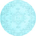 Round Persian Light Blue Traditional Rug, tr3753lblu