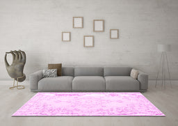 Machine Washable Persian Pink Traditional Rug in a Living Room, wshtr3753pnk