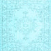 Square Machine Washable Persian Light Blue Traditional Rug, wshtr3753lblu