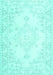 Machine Washable Persian Turquoise Traditional Area Rugs, wshtr3753turq