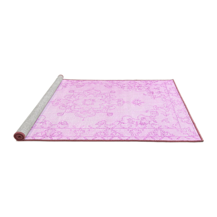 Sideview of Machine Washable Persian Pink Traditional Rug, wshtr3753pnk
