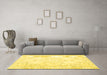 Machine Washable Persian Yellow Traditional Rug in a Living Room, wshtr3753yw