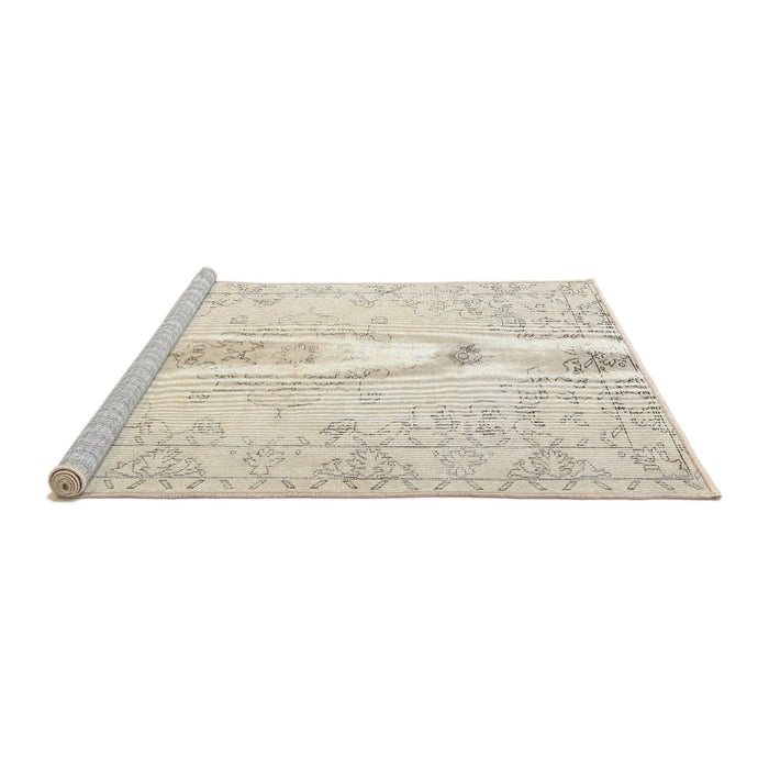 Sideview of Machine Washable Traditional Blanched Almond Beige Rug, wshtr3754
