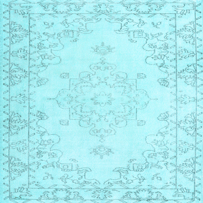 Square Machine Washable Persian Light Blue Traditional Rug, wshtr3754lblu