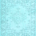 Square Machine Washable Persian Light Blue Traditional Rug, wshtr3754lblu