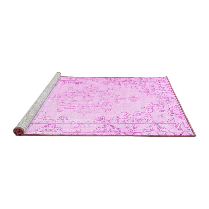 Sideview of Machine Washable Persian Pink Traditional Rug, wshtr3754pnk