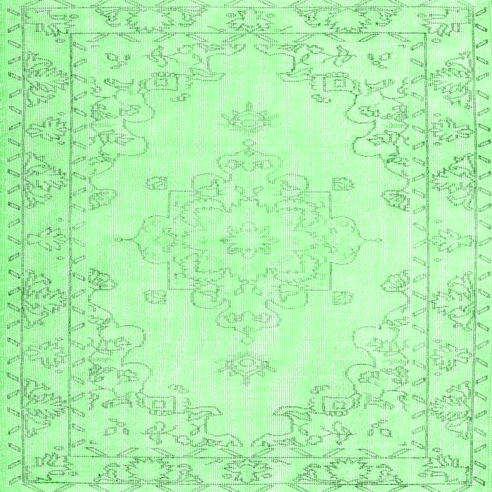Square Machine Washable Persian Emerald Green Traditional Area Rugs, wshtr3754emgrn