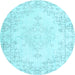 Round Persian Light Blue Traditional Rug, tr3754lblu