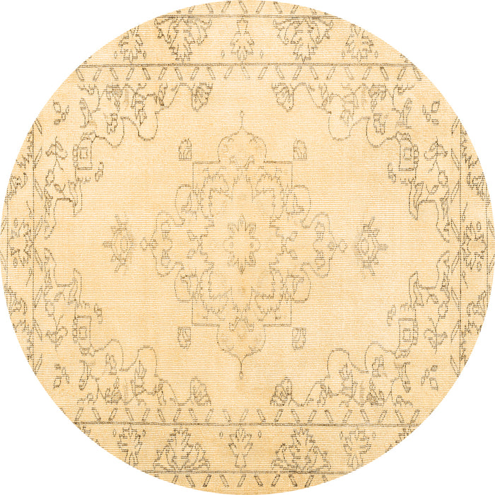 Round Persian Brown Traditional Rug, tr3754brn