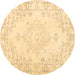 Round Persian Brown Traditional Rug, tr3754brn